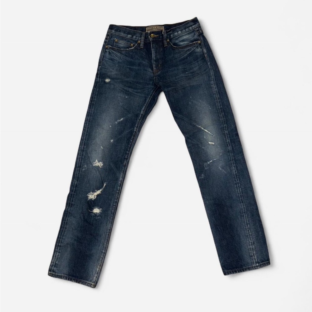 J. Crew Women's Distressed Blue Straight Leg Jeans